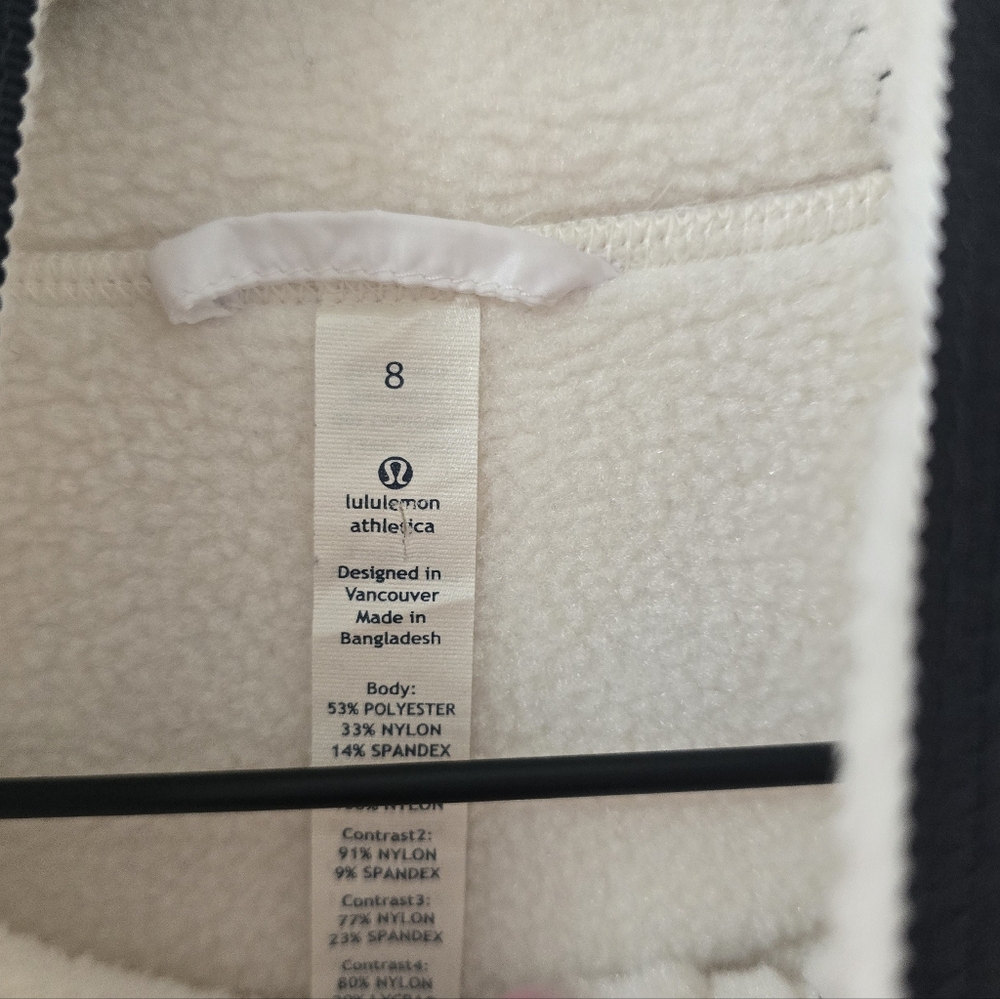 Lululemon White /cream High Neck Fleece Lined Jacket Size 8 - Picture 5 of 8